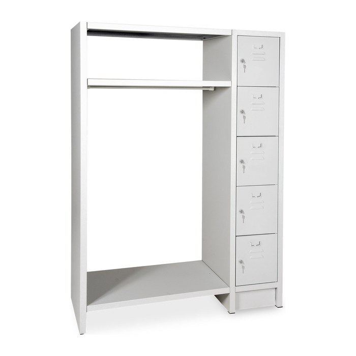 Schließfachgarderobe (5-Fächer) – Korpus in Lichtgrau (1170 x 500 x 1800 mm, Türen Lichtgrau)