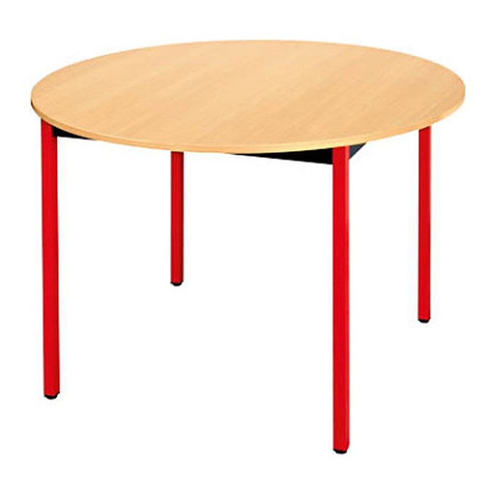 SODEMATUB Mehrzwecktisch buche, rot rund, Vierkantrohr rot, 110,0 x 110,0 x 74,0 cm