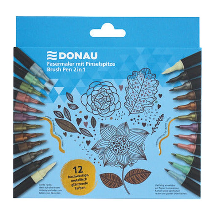 DONAU Dual Brush-Pens farbsortiert, 12 St.