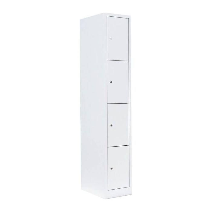 LÜLLMANN Schließfachschrank signalweiß 520417, 4 Schließfächer 31,5 x 50,0 x 180,0 cm