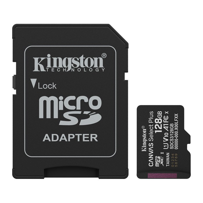 SD MicroSD Card 128GB Kingston SDXC Canvas+ Gen3 m.Adapter retail