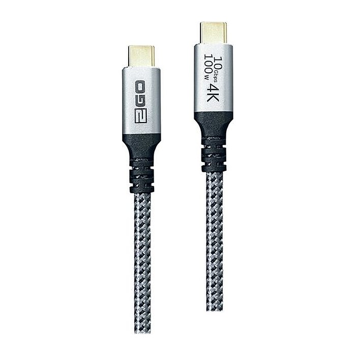 2GO Datenkabel USB-C 3.2 100W PD 120cm grau