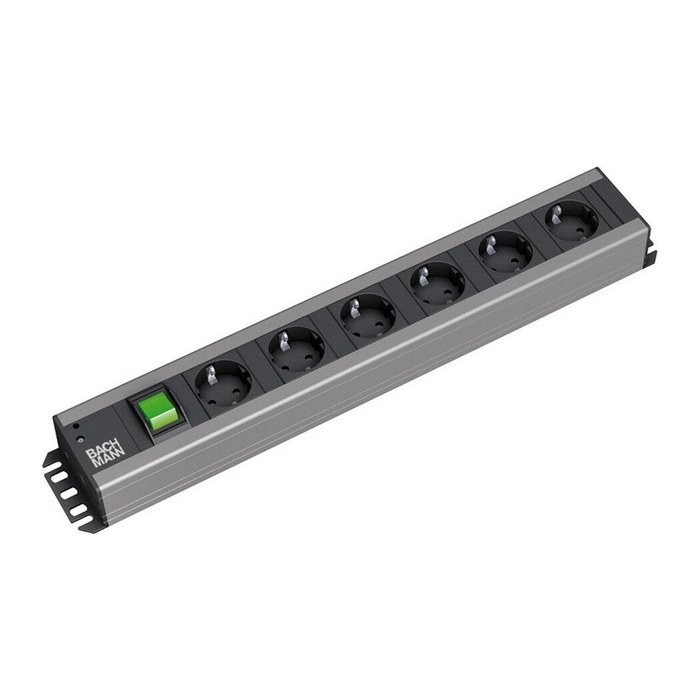BACHMANN 6-fach Steckdosenleiste mit Schalter 2,0 m schwarz