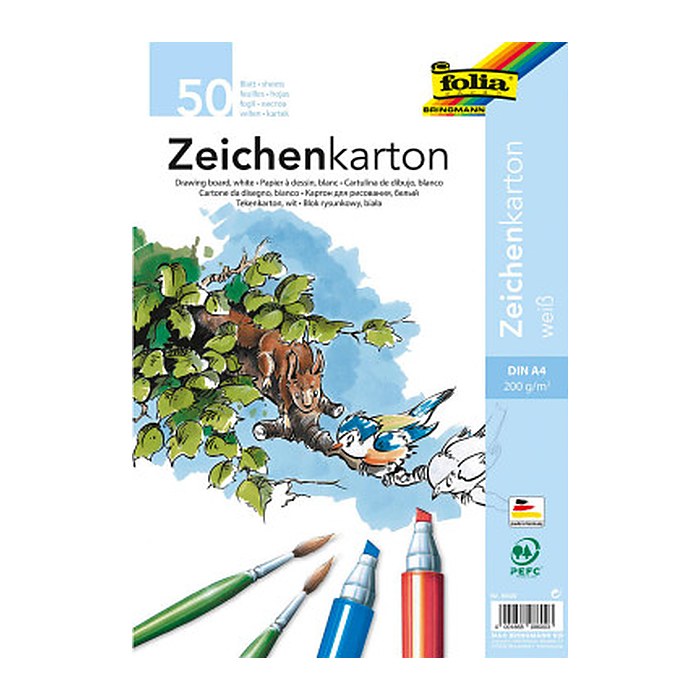 folia Zeichenkarton DIN A4 200 g/qm, 50 Blatt, 50 Blatt