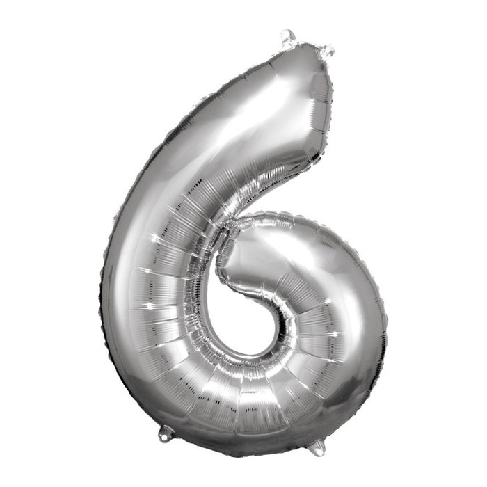 amscan® Folienballon Zahl 6 silber, 1 St.