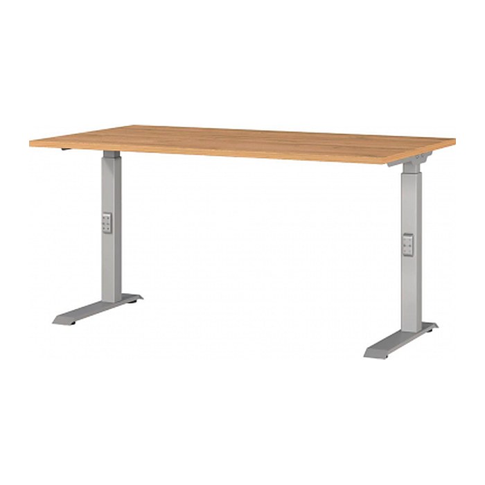 GERMANIA DOWNEY höhenverstellbarer Schreibtisch grandson-eiche rechteckig, C-Fuß-Gestell silber 140,0 x 80,0 cm