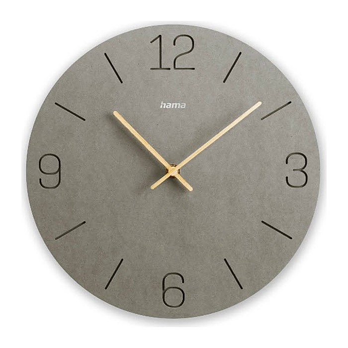 hama Wanduhr Kreta grau Mitteldichte Holzfaserplatte (MDF), Ø 30,0 cm