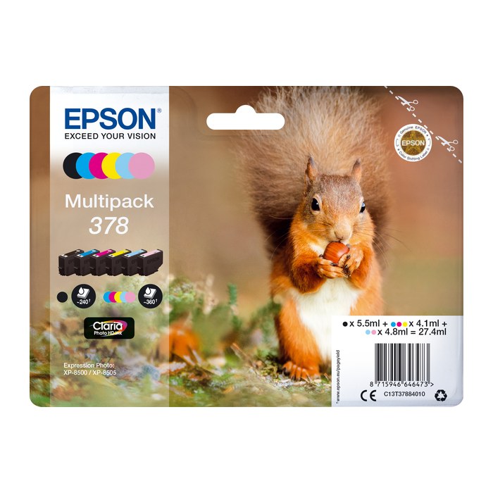 EPSON 378/T37884 (Eichhörnchen) schwarz, cyan, magenta, gelb, light cyan, light magenta Druckerpatronen, 6er-Set