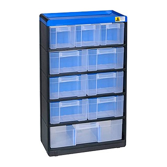Allit VarioPlus Kleinteilemagazin schwarz, blau 30,0 x 13,5 x 52,5 cm, 1 St.