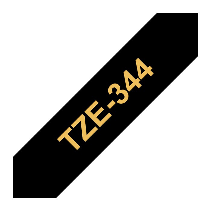 brother Schriftband TZe-344 TZE344, 18 mm, gold auf schwarz, 1 St.
