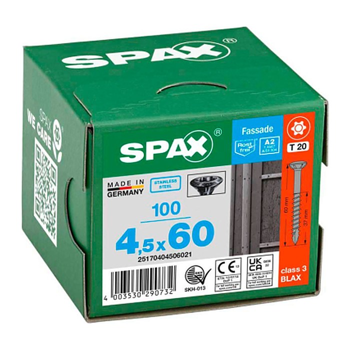 SPAX® Fassadenschrauben T20 Linsensenkkopf BLAX A2 25170404506021 4,5 mm x 60 mm, 100 St.