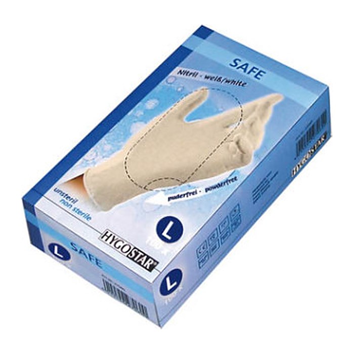 HYGOSTAR unisex Einmalhandschuhe SAFE PREMIUM weiß Größe L, 100 St.