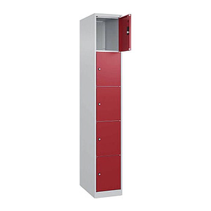 CP Schließfachschrank Classic Plus lichtgrau, rubinrot 080000-105 S10001, 5 Schließfächer 30,0 x 50,0 x 185,0 cm