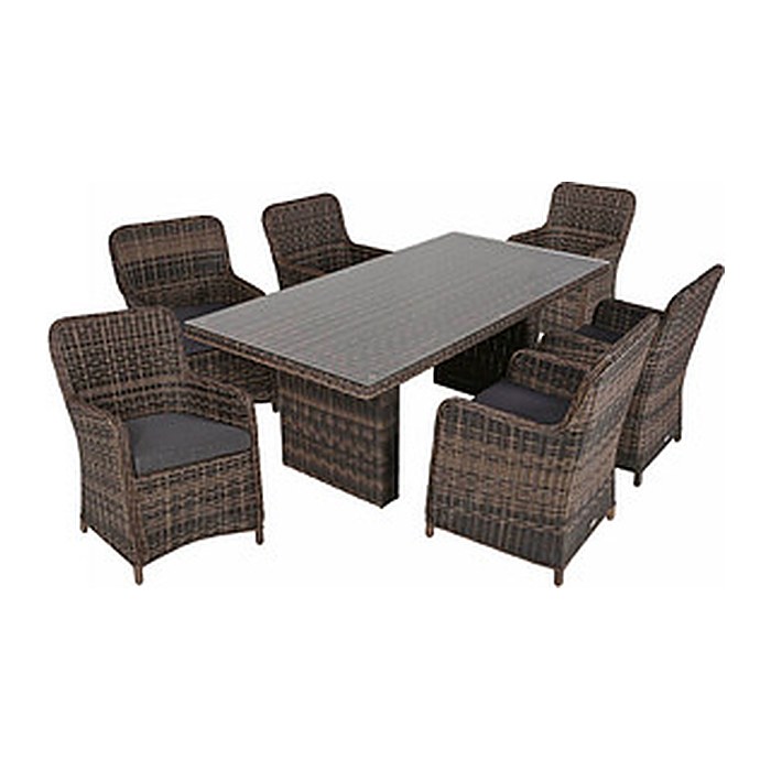 Garden Pleasure Sitzgruppe BORDEAUX, braun Kunststoff, Metall, 7-teilig