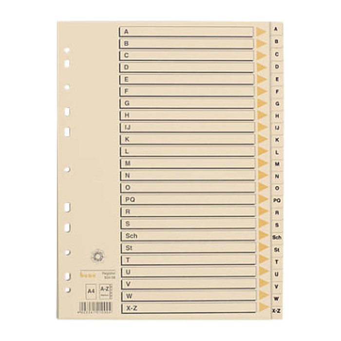 bene Ordnerregister DIN A4 Vollformat A-Z chamois 24-teilig, 1 Satz