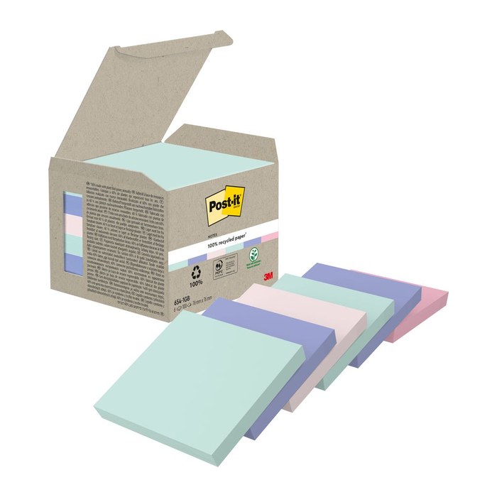 Post-it® Recycling Notes Rainbow Haftnotizen farbsortiert, 6 Blöcke