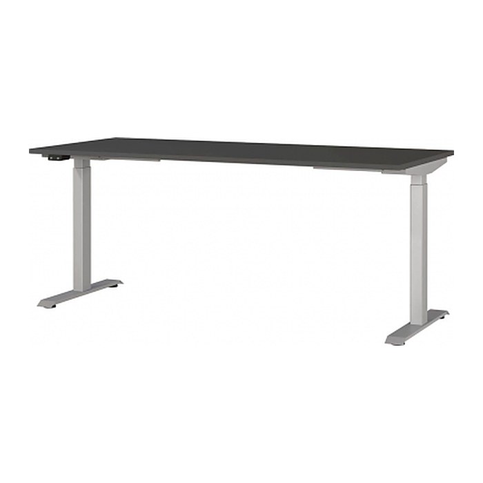 GERMANIA JET höhenverstellbarer Schreibtisch grafit rechteckig, T-Fuß-Gestell silber 180,0 x 80,0 cm