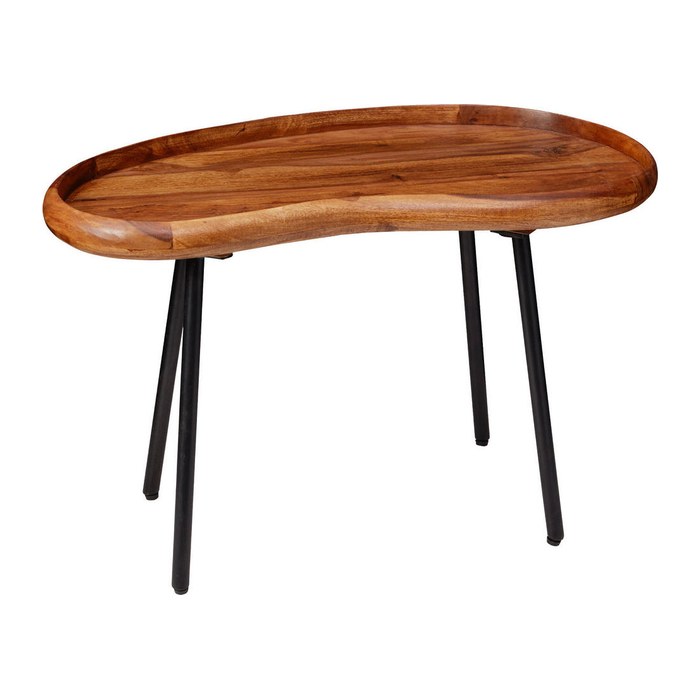 WOHNLING Couchtisch Nierenform Massivholz sheesham 71,0 x 40,0 x 42,0 cm, 1 St.