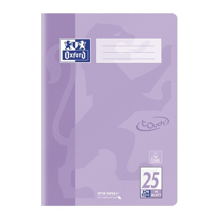 OXFORD Schulheft TOUCH Lineatur 26 kariert DIN A4 Außenrand, 16 Blatt, 1 St.