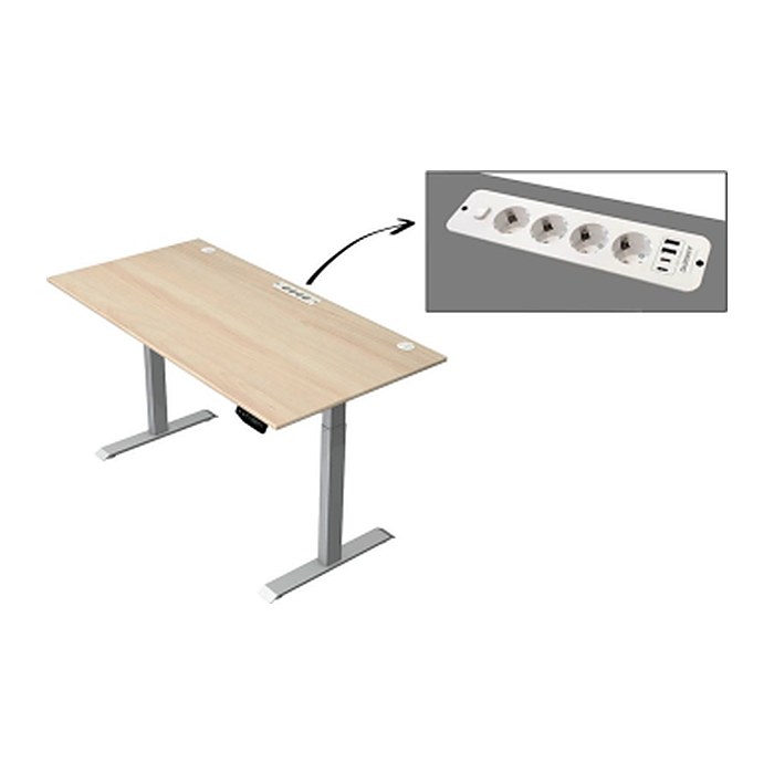 Kerkmann Move 1 plus elektrisch höhenverstellbarer Schreibtisch ahorn rechteckig, T-Fuß-Gestell grau 160,0 x 80,0 cm