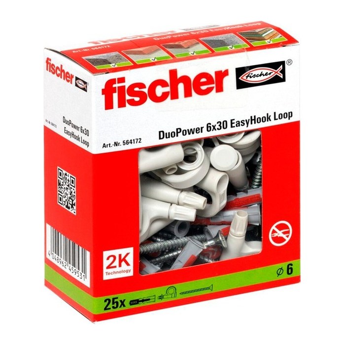 fischer EasyHook Loop - DuoPower 6x30 2K 564172 Dübel mit Schrauben, 25 St.