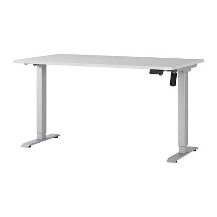 GERMANIA Boras höhenverstellbarer Schreibtisch lichtgrau rechteckig, T-Fuß-Gestell silber 140,0 x 80,0 cm