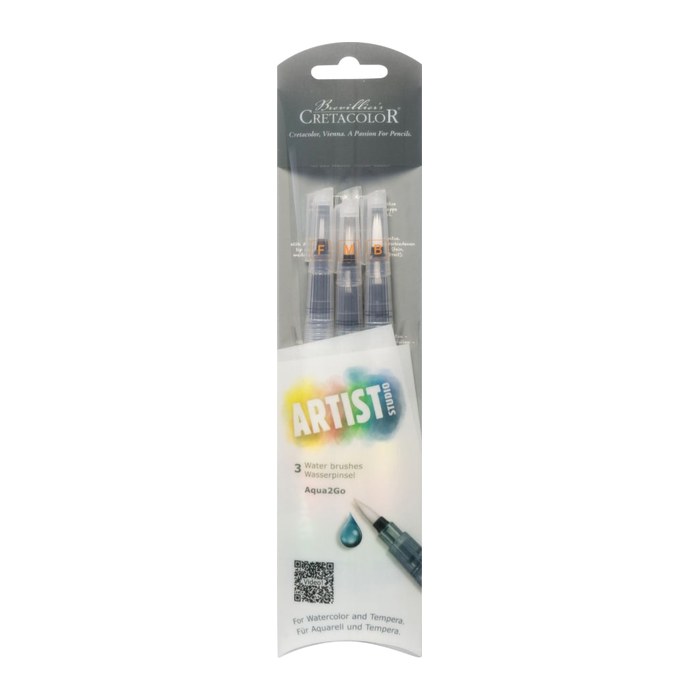 Brevillier's CRETACOLOR Artist Studio Aqua2Go Pinsel-Set, 3-teilig