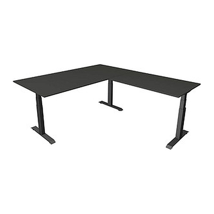 Kerkmann Move 4 elektrisch höhenverstellbarer Schreibtisch anthrazit rechteckig, T-Fuß-Gestell grau 200,0 x 220,0 cm