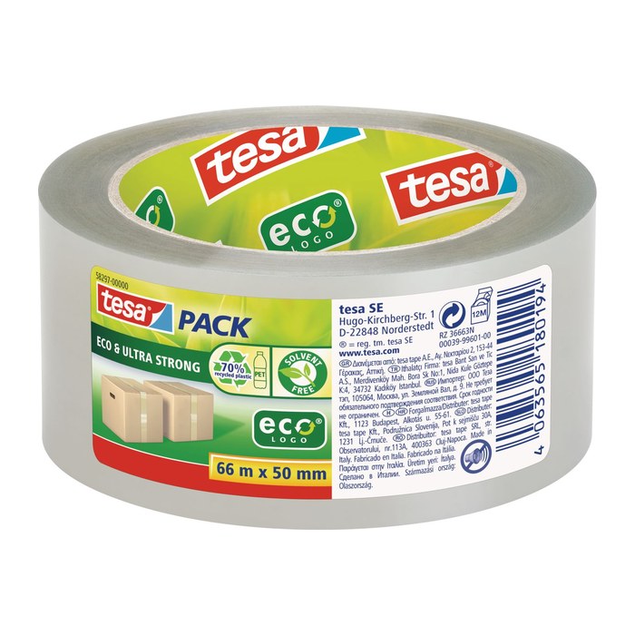 tesa Packband tesapack® Ultra Strong Recycled transparent 50,0 mm x 66,0 m 1 Rolle
