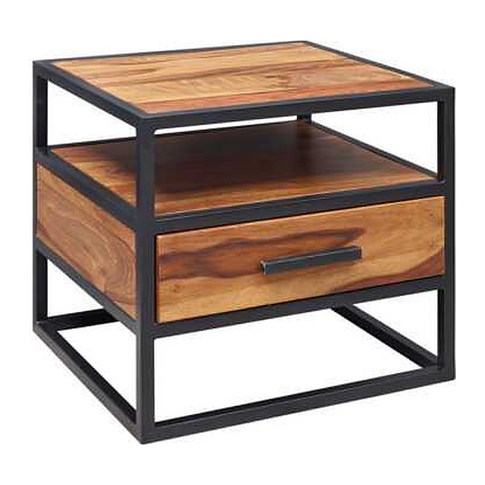 WOHNLING Nachttisch rechteckig Massivholz sheesham 50,0 x 45,0 x 45,0 cm, 1 St.