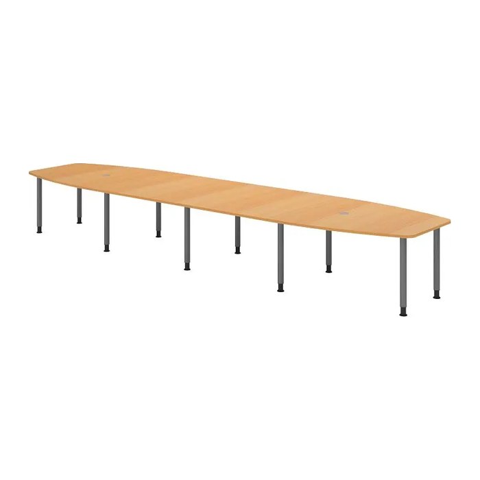 HAMMERBACHER Konferenztisch KT52C buche Tonnenform, Rundrohr grau, 520,0 x 85,0/130,0 x 72,0 - 74,0 cm