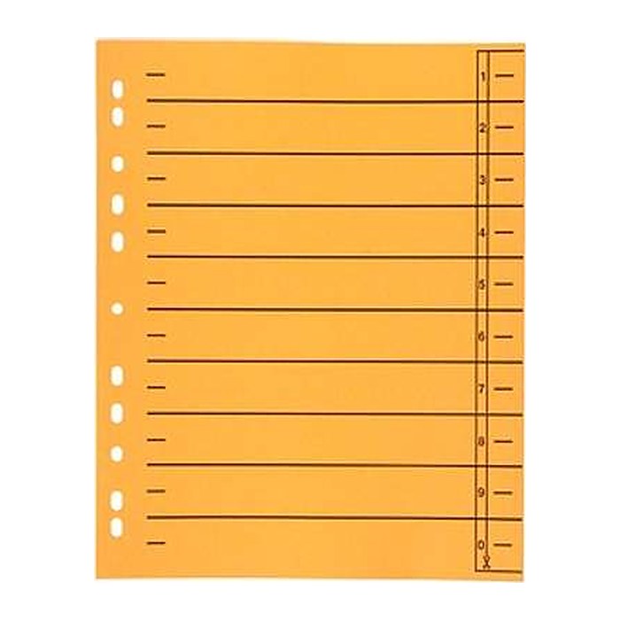 Wekre Trennblätter DIN A4 0-9 orange, 230 g/m², 100 Blatt