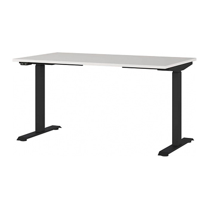 GERMANIA JET höhenverstellbarer Schreibtisch lichtgrau rechteckig, T-Fuß-Gestell schwarz 140,0 x 80,0 cm