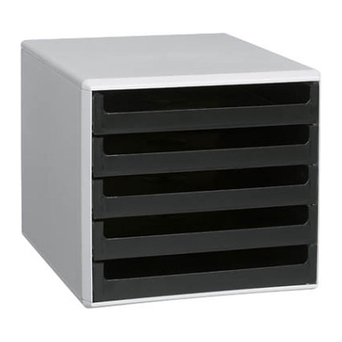 M&M Schubladenbox schwarz 30050901, DIN A4 mit 5 Schubladen, 1 St.