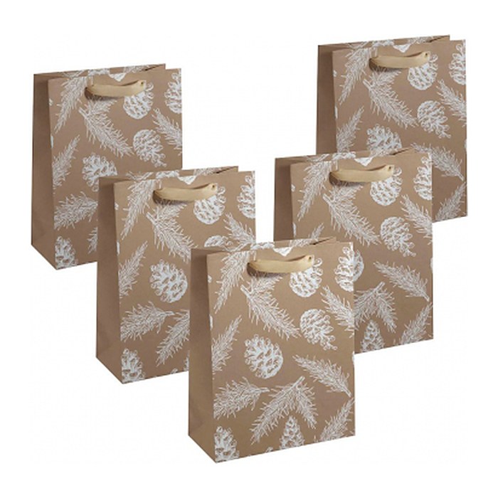 SIGEL Geschenktüten Pine cones and pine branches Large braun 26,0 x 33,0 cm, 5 St.