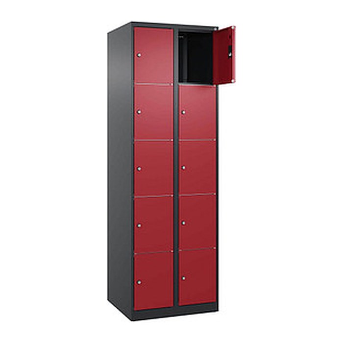 CP Schließfachschrank Classic Plus rubinrot, schwarzgrau 080000-205 S10032, 10 Schließfächer 60,0 x 50,0 x 185,0 cm