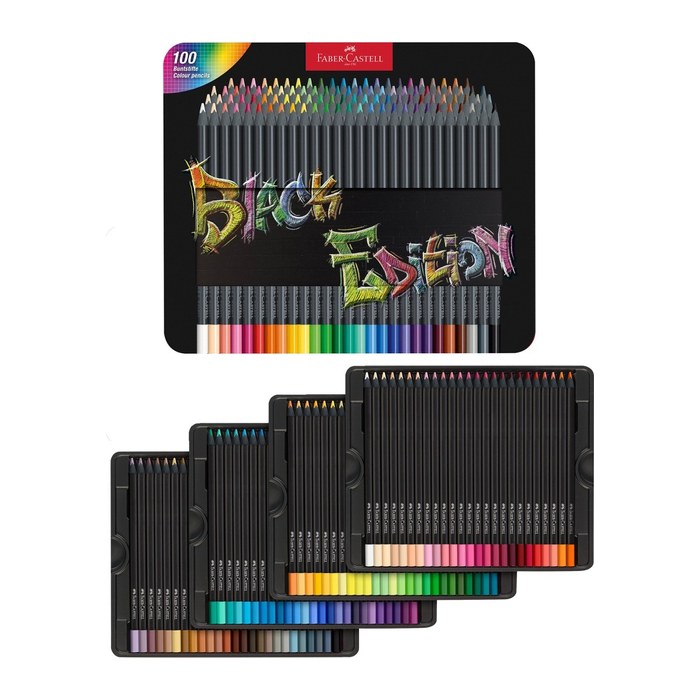FABER-CASTELL Black Edition Buntstifte farbsortiert, 100 St.