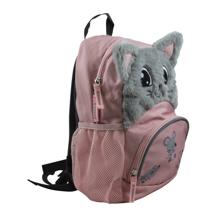 DONAU Kindergartenrucksack Katze Kunstfaser rosa