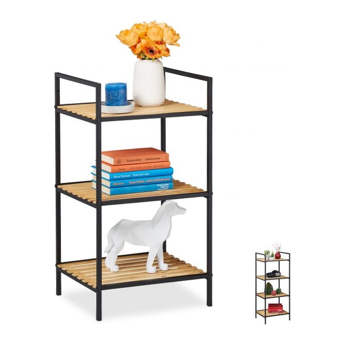 relaxdays Beistellregal braun, schwarz 39,0 x 32,5 x 71,0 cm, 1 St.