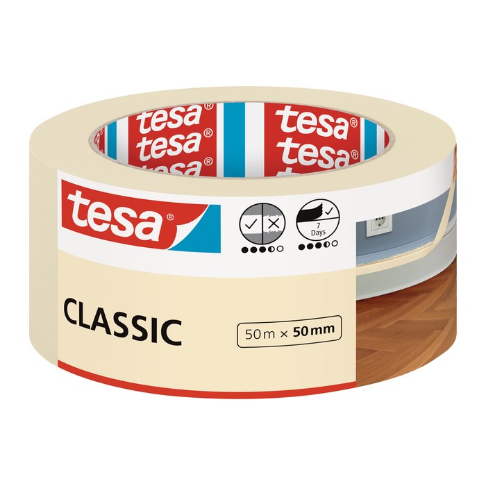 tesa CLASSIC Kreppband beige 50,0 mm x 50,0 m 1 Rolle