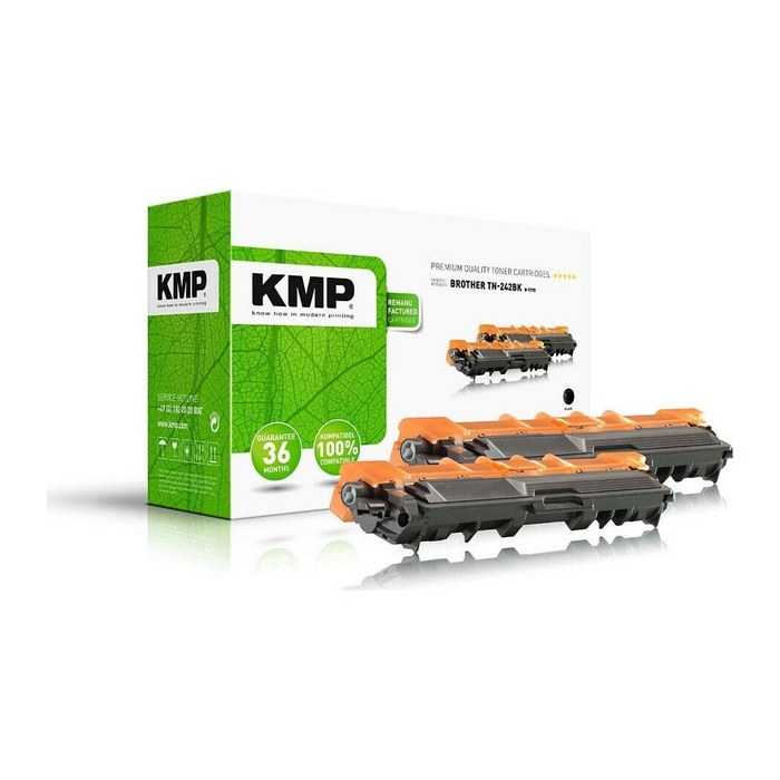KMP 1248,0021 schwarz Toner kompatibel zu brother 2x TN-242BK, 2er-Set