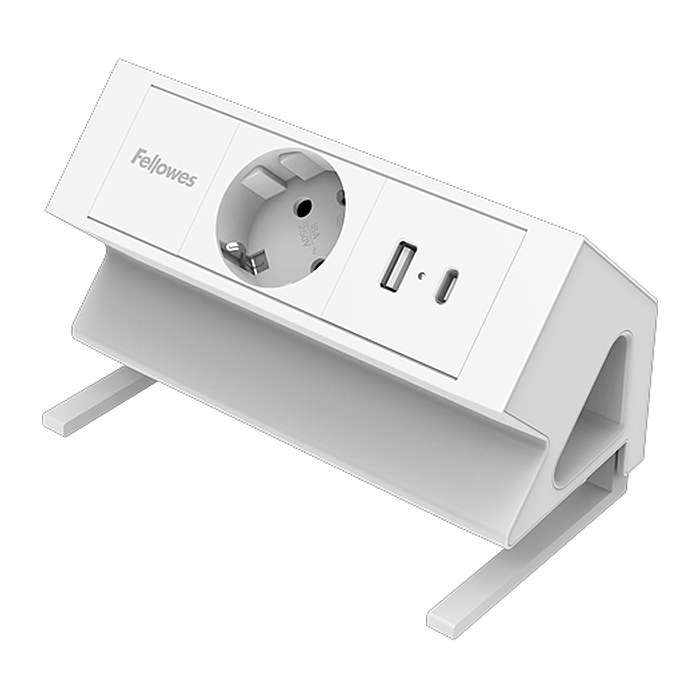 Fellowes Strommodul Schreibtisch 1xSteckdose,USB-A,USB-C wei