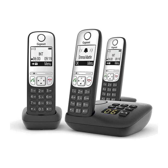 Gigaset A690A Trio Schnurloses Telefon-Set mit Anrufbeantworter schwarz