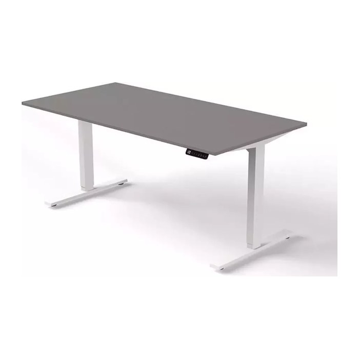 Kerkmann Move 3 elektrisch höhenverstellbarer Schreibtisch grafit rechteckig, T-Fuß-Gestell weiß 160,0 x 80,0 cm