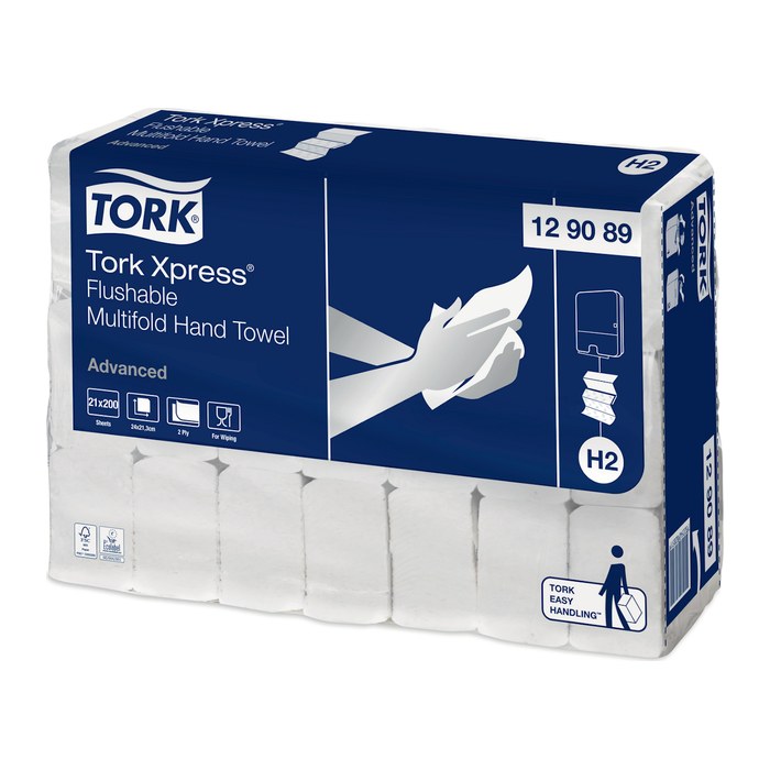 TORK Papierhandtücher 129089 Xpress® H2 Advanced schnellauflösend Interfold-Falzung 2-lagig weiß, 4.200 Tücher