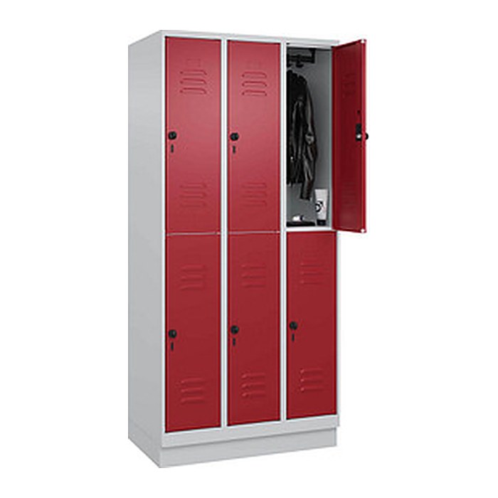 CP Spind Classic PLUS lichtgrau, rubinrot 080320-30 S10001, 6 Schließfächer 90,0 x 50,0 x 195,0 cm