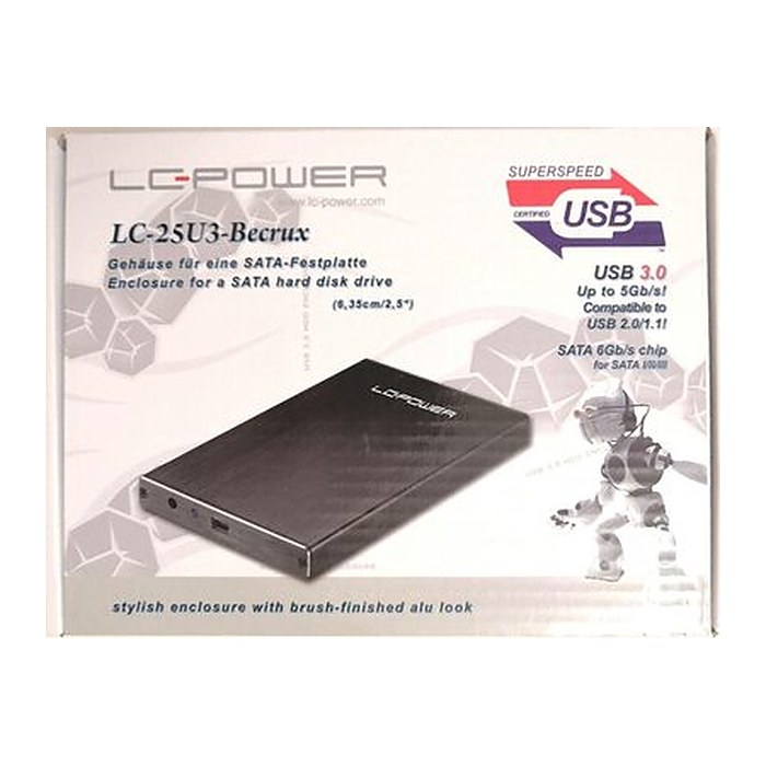 LC-Power Geh 6.3cm (2,5") SATAIII>USB3.0 LC-25U3-BECRUX ALU retail
