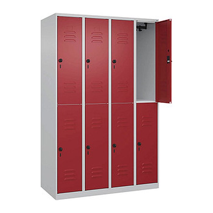 CP Spind Classic Plus lichtgrau, rubinrot 080300-40 S10001, 8 Schließfächer 120,0 x 50,0 x 185,0 cm