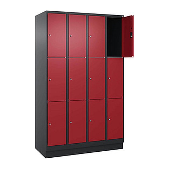 CP Schließfachschrank Classic PLUS rubinrot, schwarzgrau 080020-403 S10032, 12 Schließfächer 120,0 x 50,0 x 195,0 cm