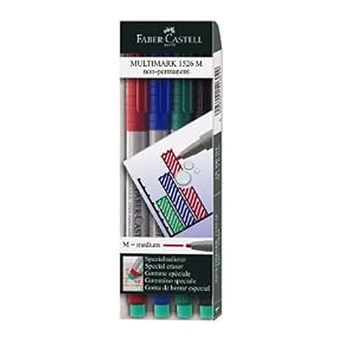 FABER-CASTELL MULTIMARK Folienstifte-Set farbsortiert non-permanent, 4 St.